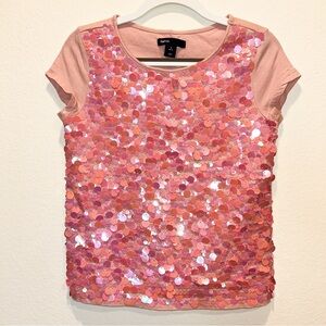 Gap Pink Sequin Short Sleeve Top